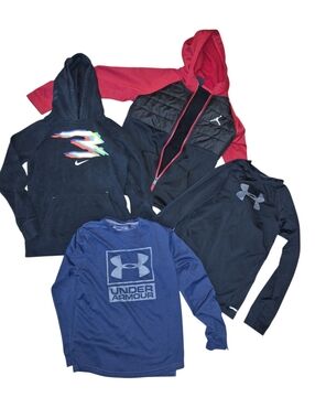 Jordan Red and Black Hooded Puffer Jacket - Kids